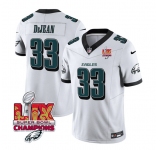 Men's Philadelphia Eagles #33 Cooper DeJean White 2025 Eagles Logo Super Bowl LIX Patch New F.U.S.E. Vapor Untouchable Limited Football Stitched Jersey