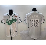 Men's Philadelphia Eagles #33 Cooper DeJean White 2025 Super Bowl LIX Patch Cool Base Stitched Baseball Jersey