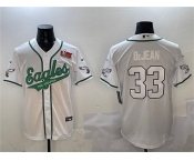 Men's Philadelphia Eagles #33 Cooper DeJean White 2025 Super Bowl LIX Patch Cool Base Stitched Baseball Jersey