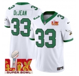 Men's Philadelphia Eagles #33 Cooper DeJean White 2025 Super Bowl LIX Patch F.U.S.E. Vapor Untouchable Limited Stitched Football Jersey