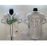 Men's Philadelphia Eagles #33 Cooper DeJean White Cool Base Stitched Baseball Jersey