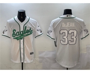 Men's Philadelphia Eagles #33 Cooper DeJean White Cool Base Stitched Baseball Jersey