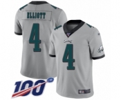 Men's Philadelphia Eagles #4 Jake Elliott Limited Silver Inverted Legend 100th Season Football Jersey