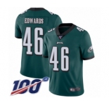 Men's Philadelphia Eagles #46 Herman Edwards Midnight Green Team Color Vapor Untouchable Limited Player 100th Season Football Jersey