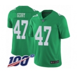 Men's Philadelphia Eagles #47 Nate Gerry Limited Green Rush Vapor Untouchable 100th Season Football Jersey