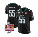Men's Philadelphia Eagles #55 Brandon Graham Black 2025 Eagles Logo Super Bowl LIX Patch And 4-Star C Patch New F.U.S.E. Vapor Limited Football Stitched Je