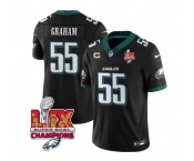 Men's Philadelphia Eagles #55 Brandon Graham Black 2025 Eagles Logo Super Bowl LIX Patch And 4-Star C Patch New F.U.S.E. Vapor Limited Football Stitched Je