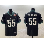 Men's Philadelphia Eagles #55 Brandon Graham Black 2025 Super Bowl LIX Patch Vapor Untouchable Limited Football Stitched Jersey