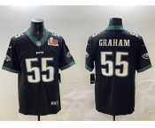 Men's Philadelphia Eagles #55 Brandon Graham Black 2025 Super Bowl LIX Patch Vapor Untouchable Limited Football Stitched Jersey
