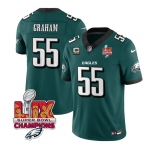 Men's Philadelphia Eagles #55 Brandon Graham Green 2025 Eagles Logo Super Bowl LIX Patch And 4-Star C Patch New F.U.S.E. Vapor Limited Football Stitched Je