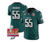 Men's Philadelphia Eagles #55 Brandon Graham Green 2025 Eagles Logo Super Bowl LIX Patch And 4-Star C Patch New F.U.S.E. Vapor Limited Football Stitched Je