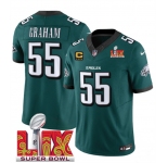 Men's Philadelphia Eagles #55 Brandon Graham Green 2025 Super Bowl LIX Patch And 4-Star C Gold Patch New F.U.S.E. Vapor Limited Football Stitched Jersey