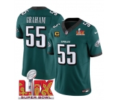 Men's Philadelphia Eagles #55 Brandon Graham Green 2025 Super Bowl LIX Patch And 4-Star C Gold Patch New F.U.S.E. Vapor Limited Football Stitched Jersey