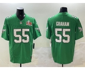 Men's Philadelphia Eagles #55 Brandon Graham Green 2025 Super Bowl LIX Patch F.U.S.E. Throwback Vapor Untouchable Limited Stitched Football Jersey
