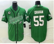 Men's Philadelphia Eagles #55 Brandon Graham Green C Patch Cool Base Stitched Baseball Jersey