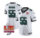 Men's Philadelphia Eagles #55 Brandon Graham White 2025 Eagles Logo Super Bowl LIX Patch And 4-Star C Patch New F.U.S.E. Vapor Limited Football Stitched Je