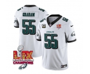 Men's Philadelphia Eagles #55 Brandon Graham White 2025 Eagles Logo Super Bowl LIX Patch And 4-Star C Patch New F.U.S.E. Vapor Limited Football Stitched Je