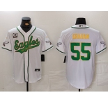 Men's Philadelphia Eagles #55 Brandon Graham White Gold With C Patch Cool Base Stitched Baseball Jersey