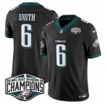 Men's Philadelphia Eagles #6 DeVonta Smith Black 2024 New NFC East Champions F.U.S.E. Vapor Untouchable Limited Stitched Football Jersey
