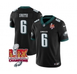 Men's Philadelphia Eagles #6 DeVonta Smith Black 2025 Eagles Logo Super Bowl LIX Patch New F.U.S.E. Vapor Limited Football Stitched Jersey