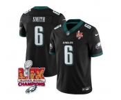 Men's Philadelphia Eagles #6 DeVonta Smith Black 2025 Eagles Logo Super Bowl LIX Patch New F.U.S.E. Vapor Limited Football Stitched Jersey