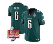 Men's Philadelphia Eagles #6 DeVonta Smith Green 2025 Eagles Logo Super Bowl LIX Patch New F.U.S.E. Vapor Limited Football Stitched Jersey