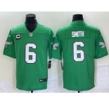 Men's Philadelphia Eagles #6 DeVonta Smith Green C Patch 2023 Vapor Limited Throwback Jersey