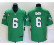 Men's Philadelphia Eagles #6 DeVonta Smith Green C Patch 2023 Vapor Limited Throwback Jersey