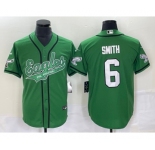 Men's Philadelphia Eagles #6 DeVonta Smith Green Cool Base Stitched Baseball Jersey
