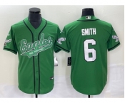 Men's Philadelphia Eagles #6 DeVonta Smith Green Cool Base Stitched Baseball Jersey