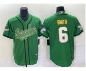 Men's Philadelphia Eagles #6 DeVonta Smith Green Gold Cool Base Baseball Stitched Jersey