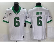 Men's Philadelphia Eagles #6 DeVonta Smith White 2023 F.U.S.E. With C Patch Vapor Untouchable Stitched Football Jersey