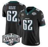 Men's Philadelphia Eagles #62 Jason Kelce Black 2024 New NFC East Champions With 4-Star C Patch F.U.S.E. Vapor Untouchable Limited Stitched Football Jersey