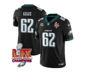 Men's Philadelphia Eagles #62 Jason Kelce Black 2025 Eagles Logo Super Bowl LIX Patch And 4-Star C Patch New F.U.S.E. Vapor Limited Football Stitched Jerse