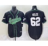 Men's Philadelphia Eagles #62 Jason Kelce Black Cool Base Stitched Baseball Jersey