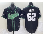 Men's Philadelphia Eagles #62 Jason Kelce Black Cool Base Stitched Baseball Jersey