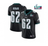 Men's Philadelphia Eagles #62 Jason Kelce Black Super Bowl LVII Patch Vapor Untouchable Limited Stitched Jersey