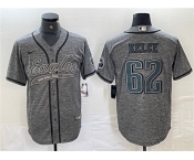 Men's Philadelphia Eagles #62 Jason Kelce Gray Cool Base Baseball Stitched Jersey