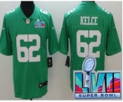 Men's Philadelphia Eagles #62 Jason Kelce Limited Green Rush Super Bowl LVII Vapor Jersey