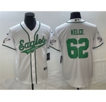 Men's Philadelphia Eagles #62 Jason Kelce White Cool Base Stitched Baseball Jersey