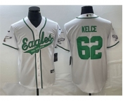 Men's Philadelphia Eagles #62 Jason Kelce White Cool Base Stitched Baseball Jersey