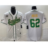 Men's Philadelphia Eagles #62 Jason Kelce White Gold With C Patch Cool Base Baseball Stitched Jersey