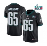 Men's Philadelphia Eagles #65 Lane Johnson Black Super Bowl LVII Patch Vapor Untouchable Limited Stitched Jersey