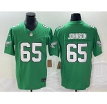 Men's Philadelphia Eagles #65 Lane Johnson Green 2023 FUSE Vapor Limited Throwback Stitched Jersey
