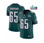 Men's Philadelphia Eagles #65 Lane Johnson Green Super Bowl LVII Patch Vapor Untouchable Limited Stitched Jersey