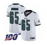 Men's Philadelphia Eagles #65 Lane Johnson White Vapor Untouchable Limited Player 100th Season Football Jersey