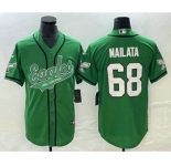 Men's Philadelphia Eagles #68 Jordan Mailata Green Cool Base Stitched Baseball Jersey