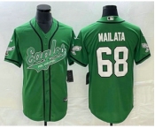 Men's Philadelphia Eagles #68 Jordan Mailata Green Cool Base Stitched Baseball Jersey