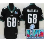 Men's Philadelphia Eagles #68 Jordan Mailata Limited Black Super Bowl LVII Vapor Jersey