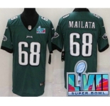 Men's Philadelphia Eagles #68 Jordan Mailata Limited Green Super Bowl LVII Vapor Jersey